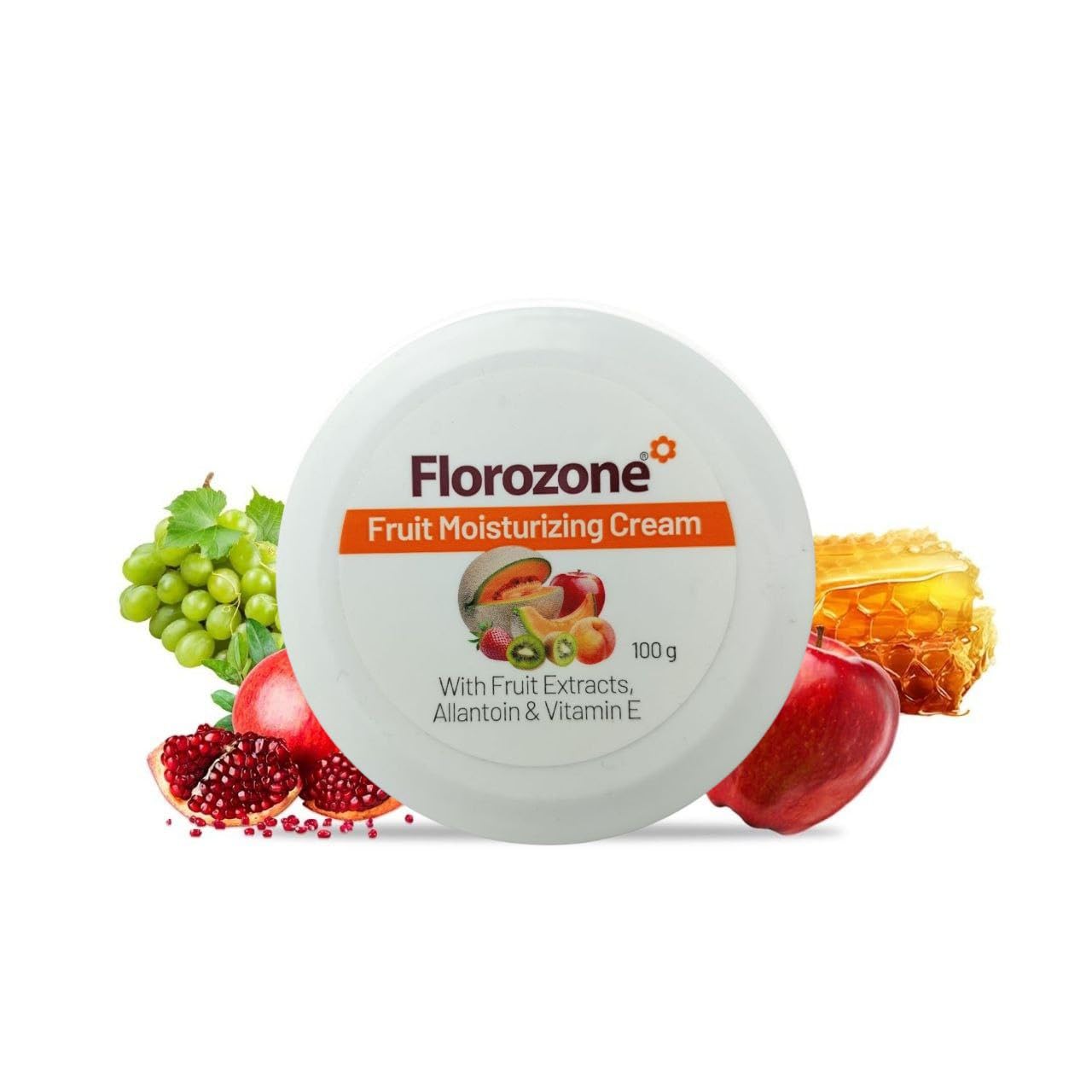 FLORROZONEE Fruits Moisturizing Skin Cream With Apple, Jojoba & Almond Oil (100gm) | Quick Absorbing & Non Sticky Moisturizer for Face, Hands & Body | For Healthy, Soft & Glowing Skin