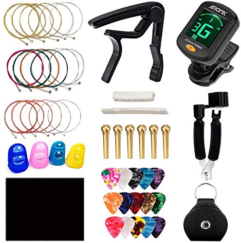 NICO SEE WONDER Guitar Accessories Kit with Tuner, 3 in 1 Restring Tool, Picks and Picks Bag (No Ruler)