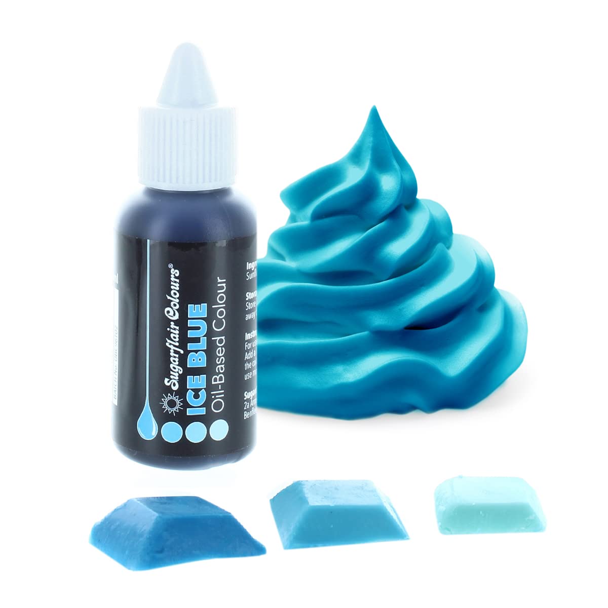 Sugarflair Ice Blue Oil Based Food Colouring, Highly Concentrated Edible Oil Based Blue Food Colour for Consistent Colouring of High Fat Foods: Icing, Buttercream, Chocolate & More - 30ml