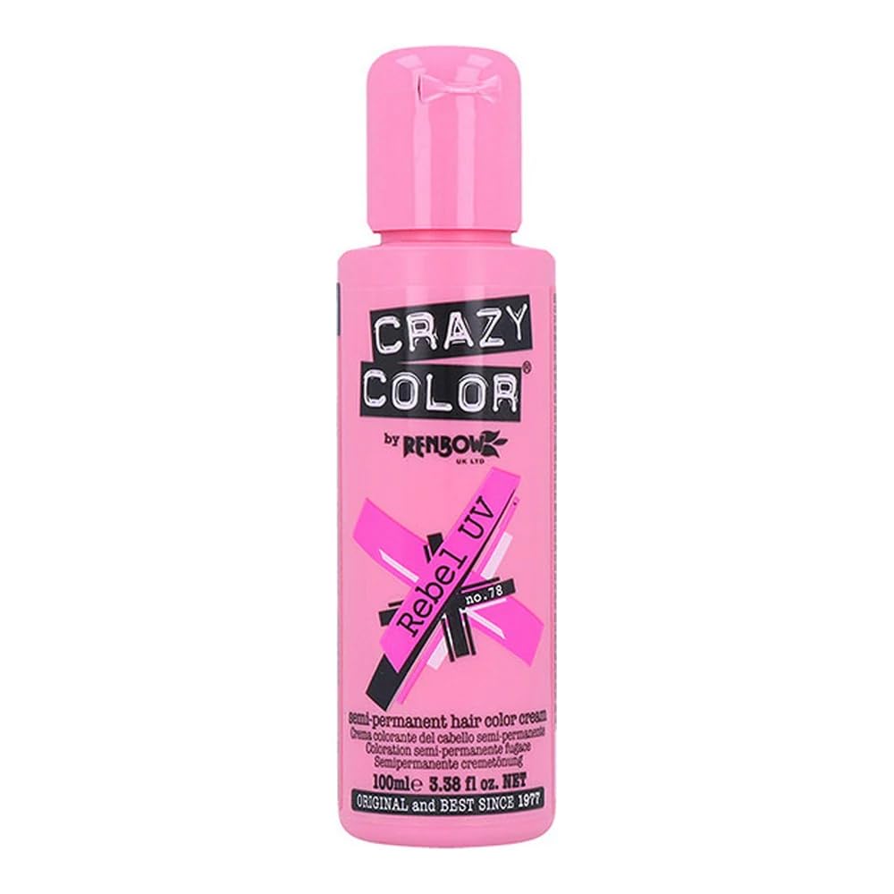 Crazy Color Hair Dye - Vegan and Cruelty-Free Semi Permanent Hair Color - Temporary Dye for All Hair Types, #78, Neon Pink Rebel 100 ml