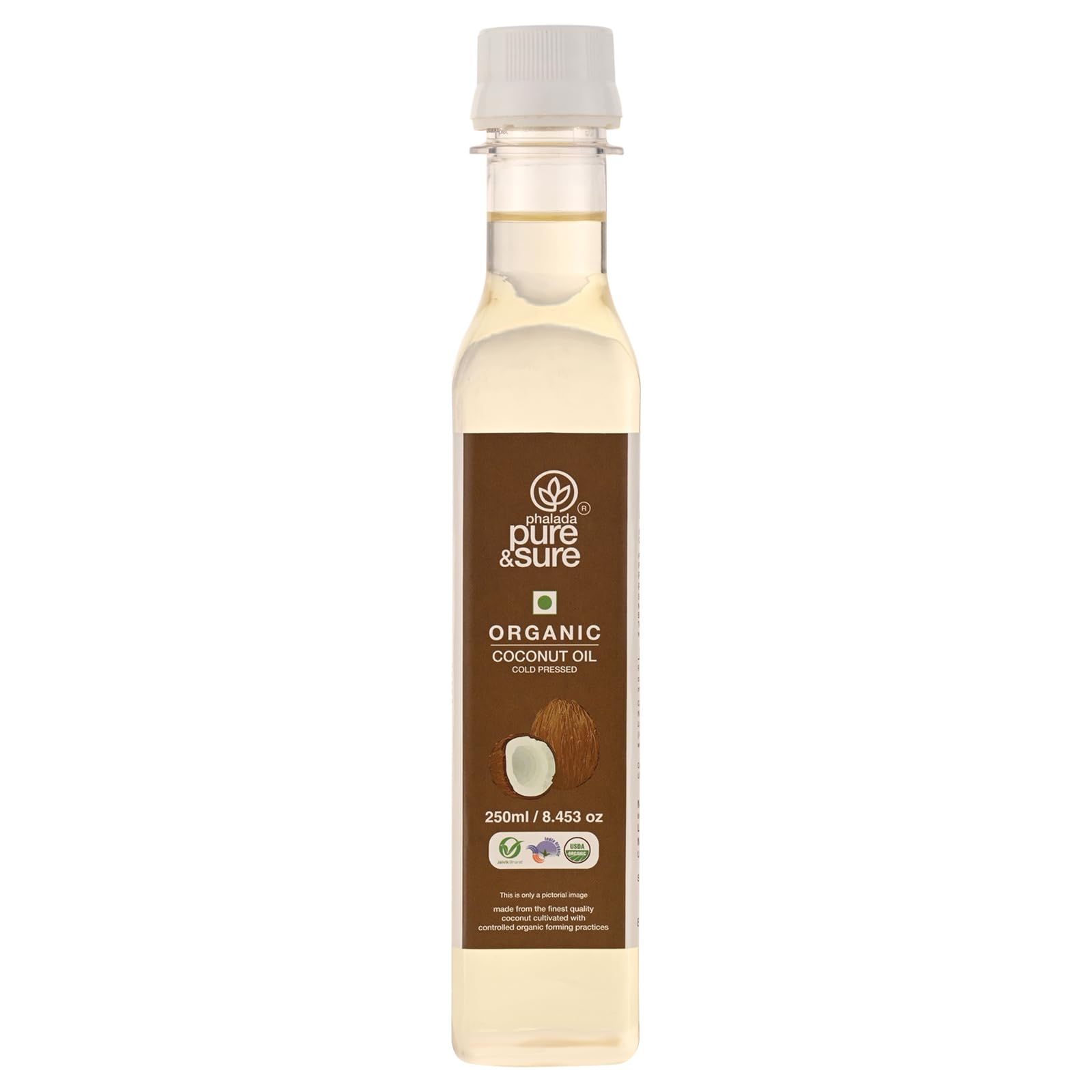 Pure & Sure Cold Pressed Virgin Coconut Oil 250ml x Pack of 1 | 100% Natural, Organic & Pure Nariyal Tel | Used for Cooking, Skin, Hair,Baby massage| Nutrient Rich & Chemical Free