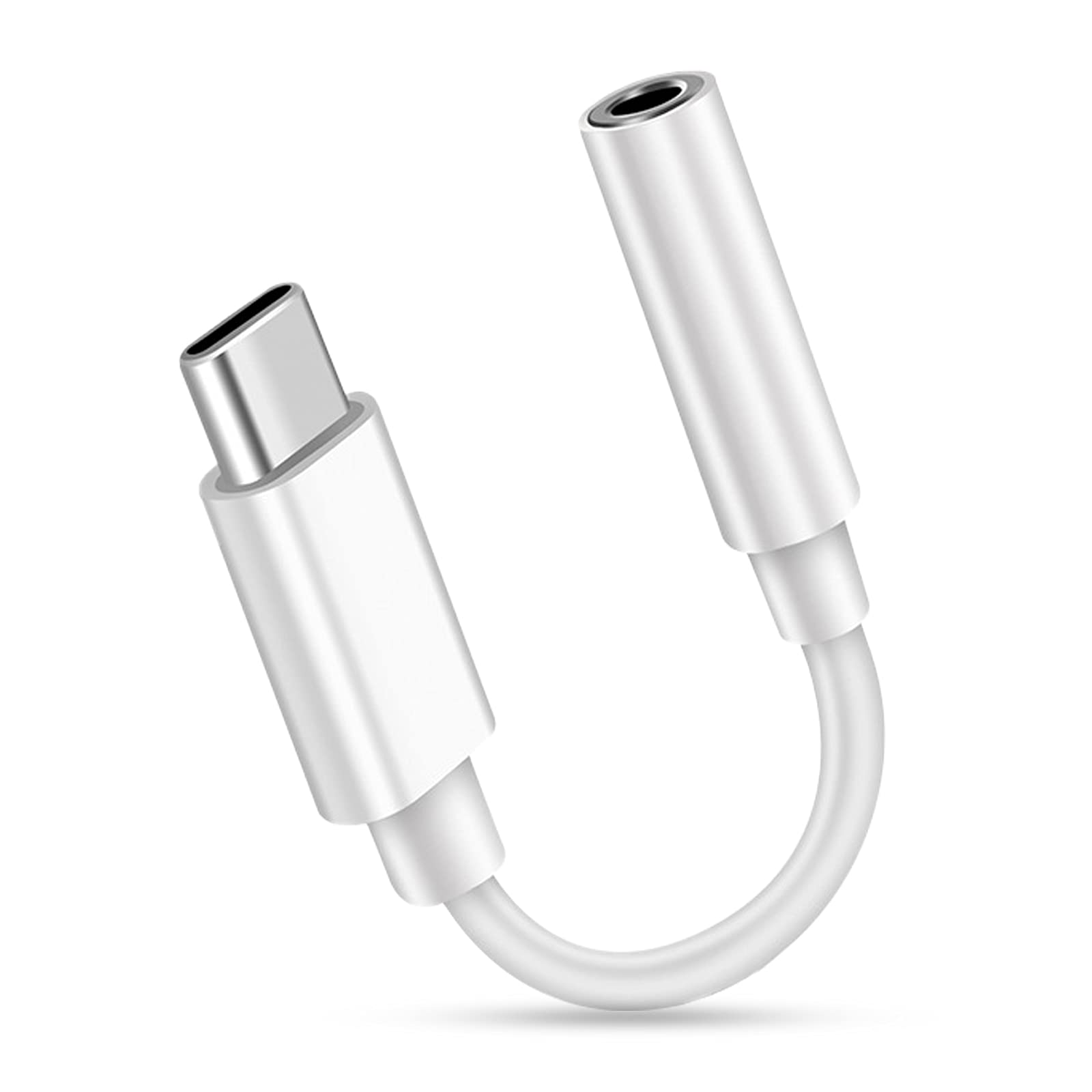 RuhZa USB C to 3.5mm Auxiliary Jack Adapter, Compatible with OnePlus 6T / Huawei P30 Pro / Mate 20 Pro / Samsung Galaxy / Xiaomi and More Compatible with All Type Cs White