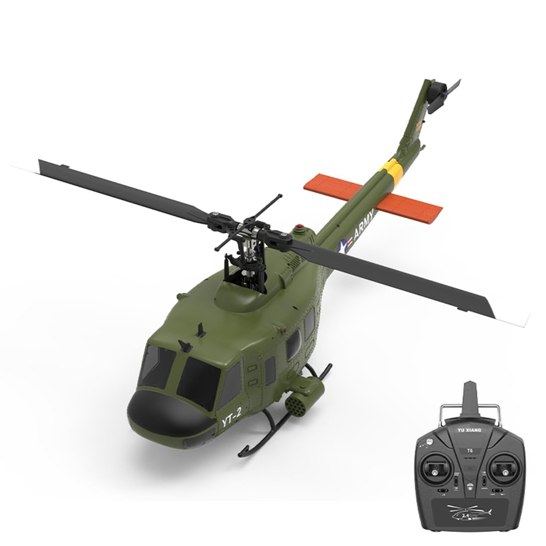 F07 UH-1 Huey RC 1/34 Helicopter, 2.4G 6CH Brushless Direct-Drive 3D/6G Flybarless Helicopter Model (Tri-Battery Version) - Suitable for Advanced Players