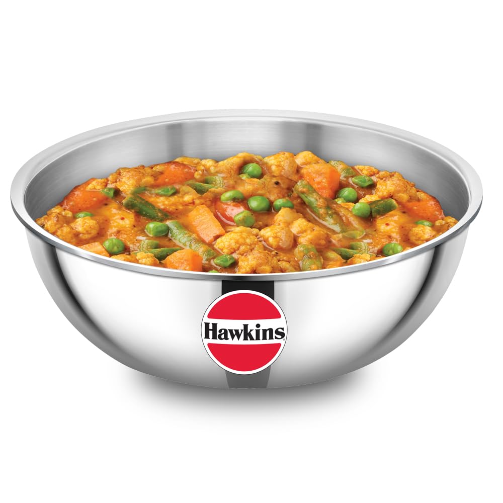 Hawkins 2.5 Litre Metro Kadhai, Triply Stainless Steel Induction Tasla, Silver (SSTA25)