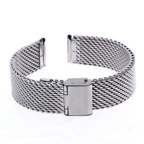 MINDONG HZH Herren Uhrenarmbänder, Uhrenarmbänder 18mm Unisex Mesh Stahl Uhrenarmband Armband Armband Sicherheitsschnalle Silber # 0000Uhrbänder