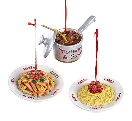 Kurt S. Adler3"-3.5" Meatballs, Pasta, and Sauce Pan Ornaments, Set of 3