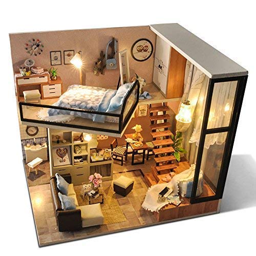 UniHobby(U2371) - Wooden Miniature DIY Dollhouse Kit with Dust Proof Cover 1:24 Scale