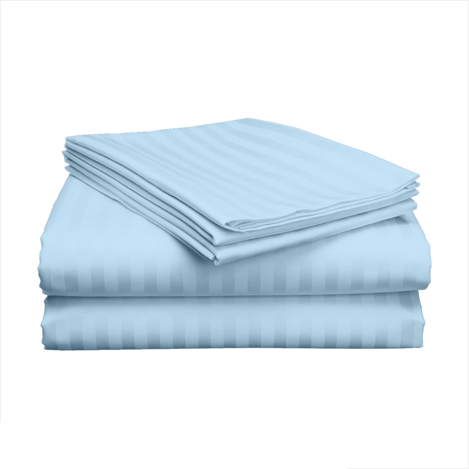 SCI Luxury 4PC Sheet Set 800 Thread Count Bedsheets Pure Egyptian Cotton Queen Size Sateen Weave Hotel Sheets Fits Mattress Upto 12" Inch Deep Pocket (Light Blue Stripe)