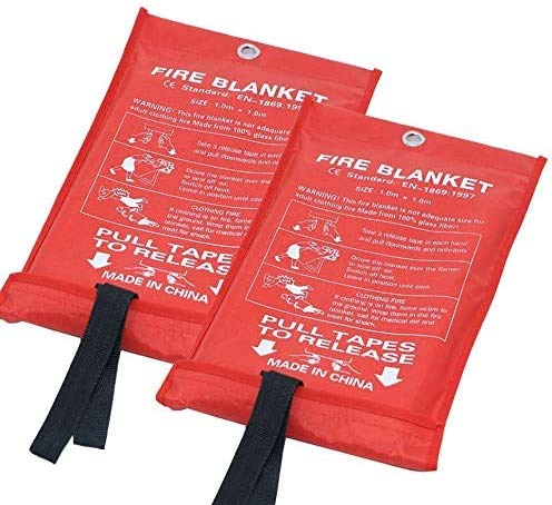 Fire Blanket Fire Retardant Blankets Fiberglass Suppression Blanket 39.3X 39.3inch Emergency Survival Fire Blanket Reusable for People, Design for Home Fireplace Car Kitchen Warehouse Office(2 Pack)