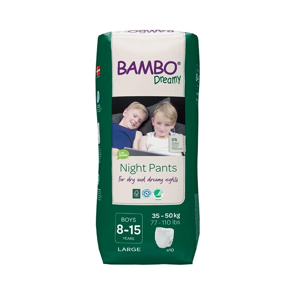 Bambo Nature Eco Friendly Dreamy Night Pants for Boys 8-15 Years (35-50 Kgs), 10 Count