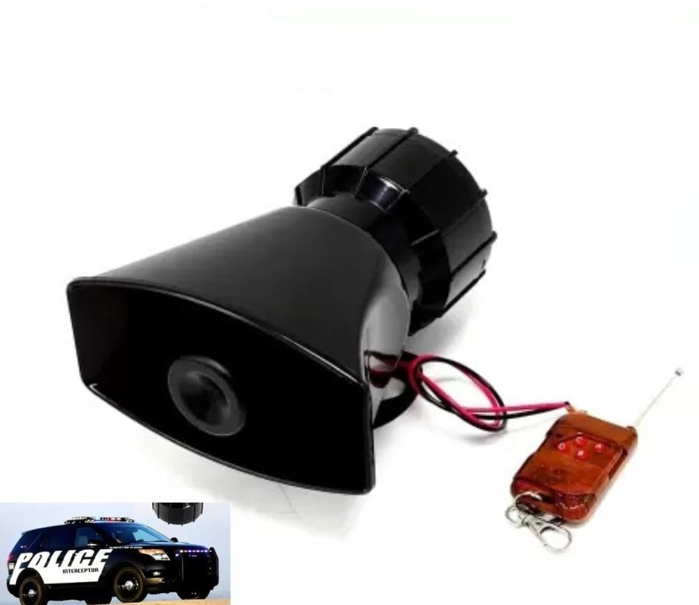 Autozap 7 Tone Sound Loud Car Siren Vehicle Horn Hooter/Siren/Traffic Sound with Remote Controller 12V 100W | For Car and Bike/Black