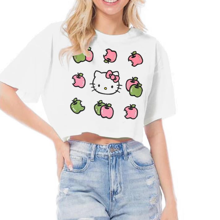 SANRIO Hello Kitty & Friends My Melody Kuromi Boxy Raw Hem Crop Top Shirt Kawaii