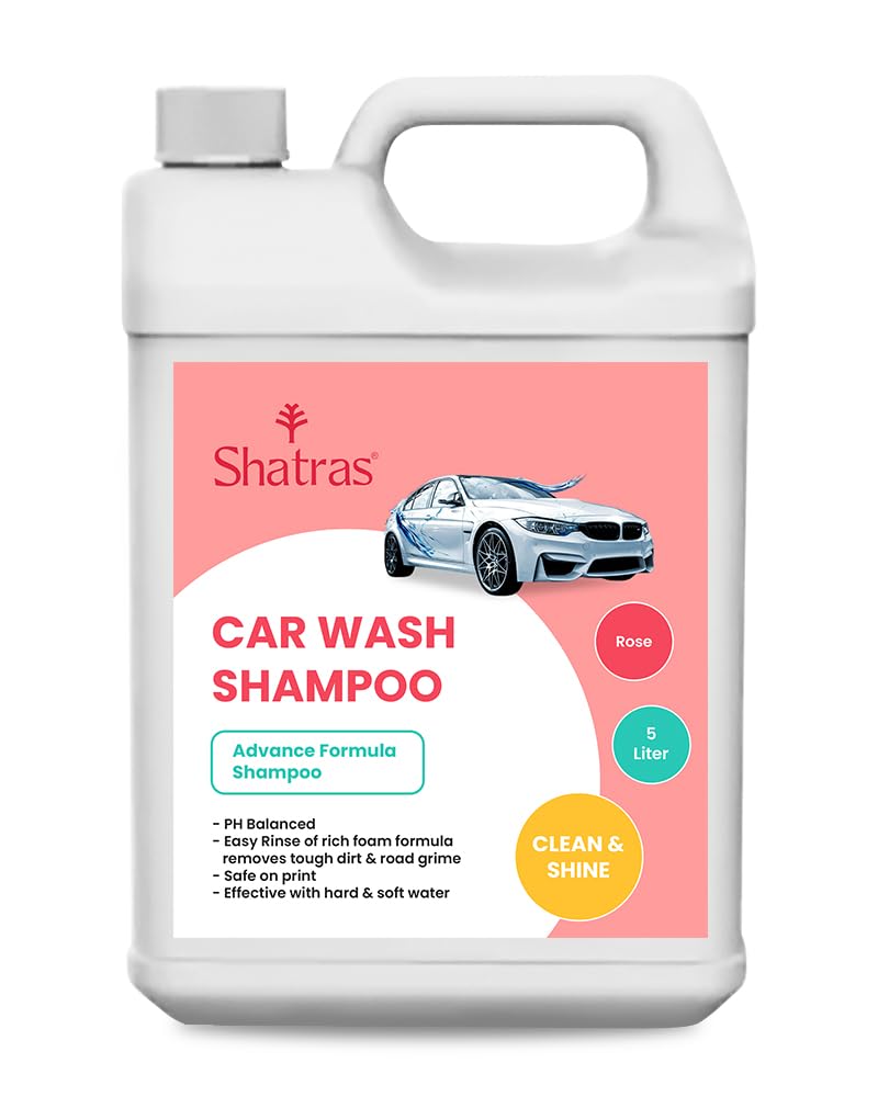 Shatras 5 Ltr Foam Car Wash Shampoo Concentrate - pH Neutral, Thick Suds With Shine Enhancing Formula - Bubblewash Snow Car Foam Shampoo That Works With Both Bucket Wash And Foam Cannon