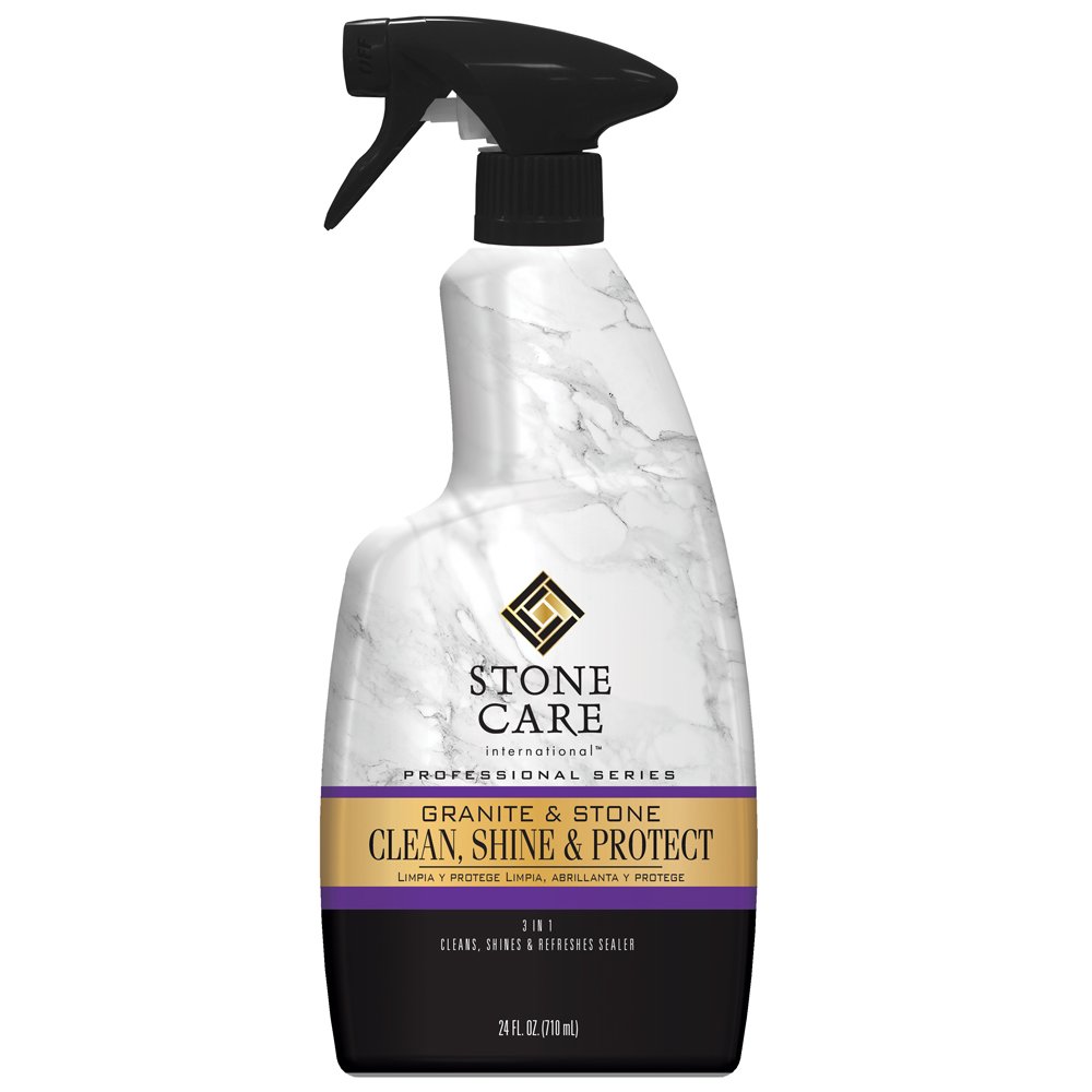 Stone Care InternationalGranite Clean, Shine & Protect - Cleans Polishes & Protects Stone, Granite, Quartz, Marble, Limestone and Travertine Slate Surfaces, White, 24 Fl oz