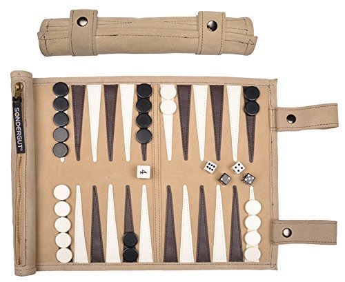 SondergutRoll-up Suede Backgammon Game Cream