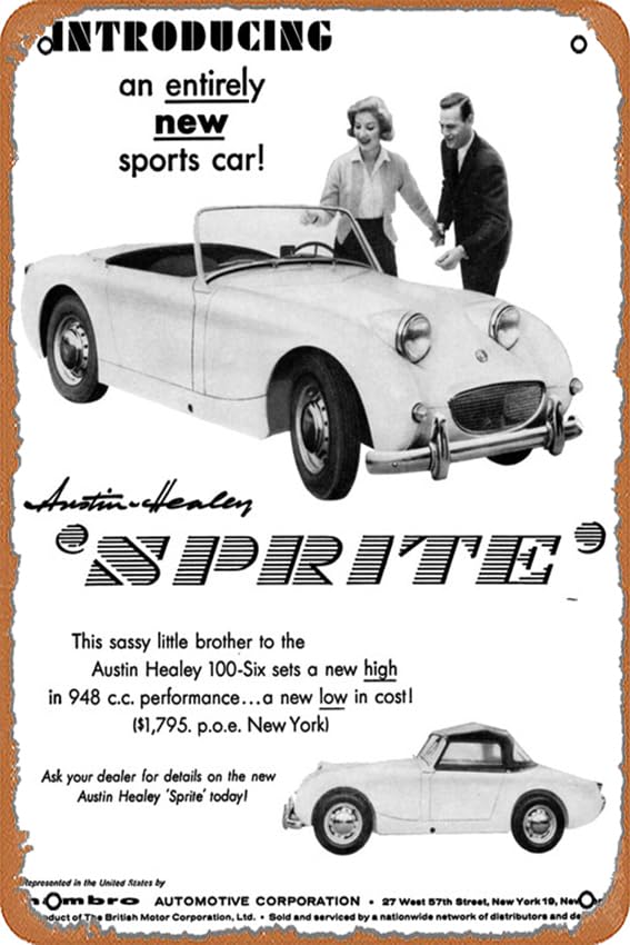 AirBnk Austin Healey FROGEYE Sprite Poster Metal Tin Sign 8" x 12" Vintage Retro Man Cave Wall Decor.