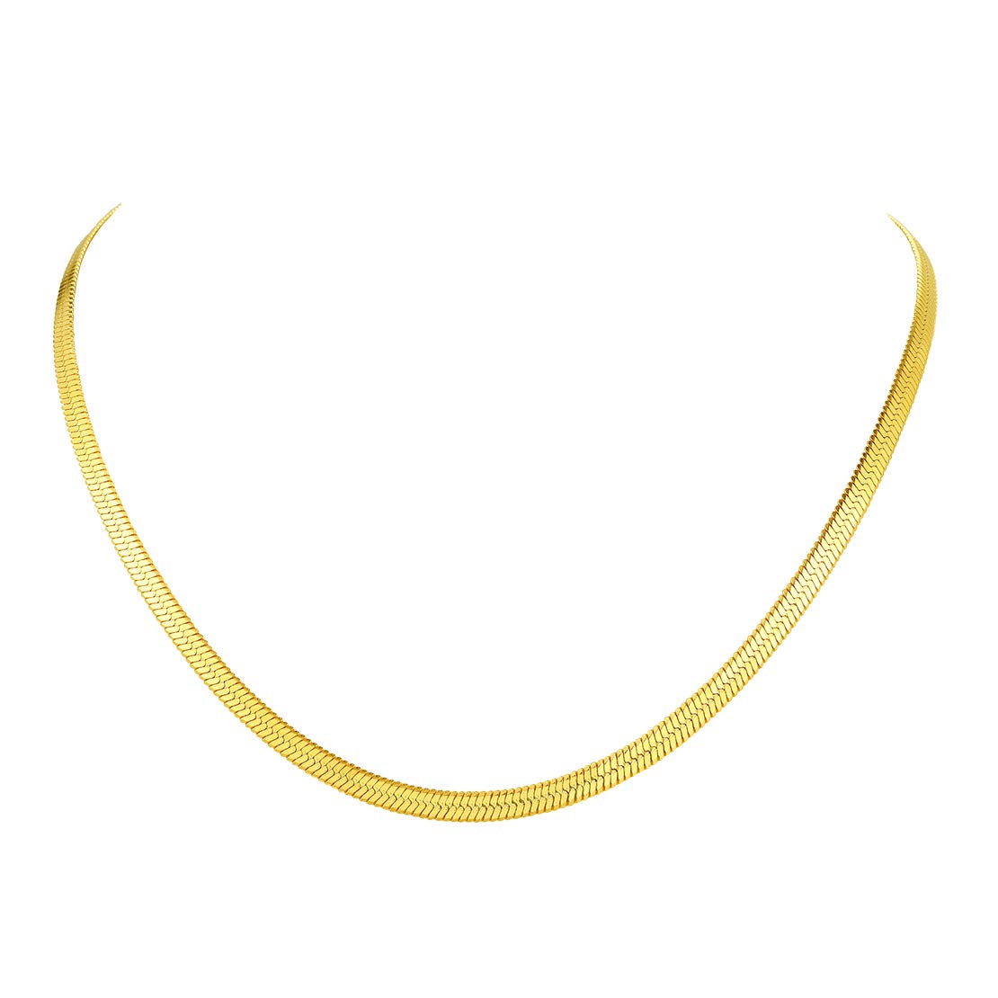 FindChic Stunning Choker Herringbone Chains for Women Stainless Steel 18K Gold/Rose Gold Plated Snake Chain Necklaces 3MM/5MM Width 12.5inch 15inch Adjustable, with Jewelry Box