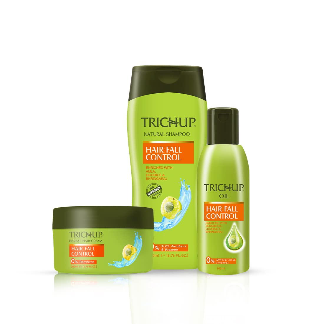 Trichup Hair Fall Control Kit Oil (200ml) x Shampoo (200ml) x Hair Cream (200ml)- Pack of 3