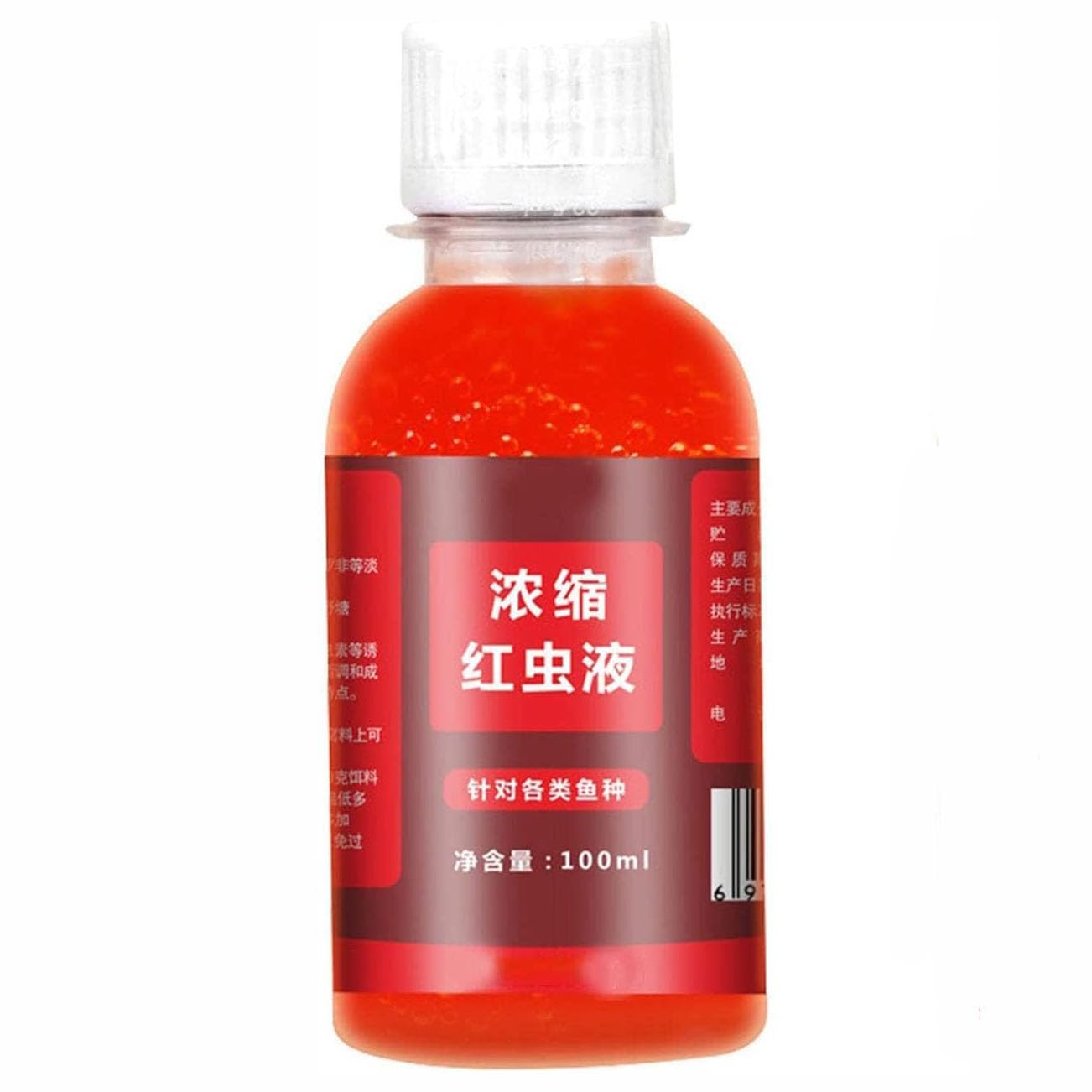 JCD Bait Fish Additive, 100ml Red Worm Concentrate Liquid, Fishing Baits, High Concentration Fishing Lures, Fish Bait Attraction Enhancer for Trout, Cod, Carp, Bass