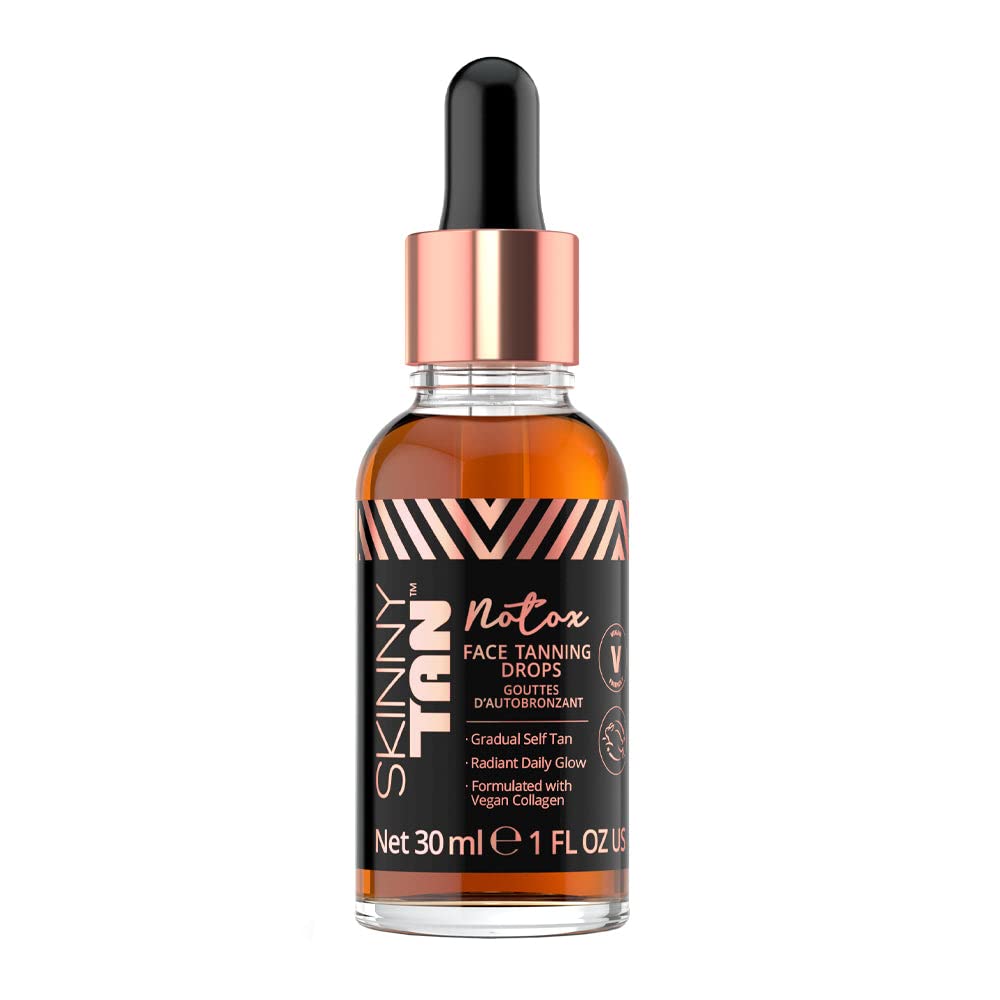 Skinny Tan Notox Moisturising Face Tanning Drops 30ml | Face Serum with Vegan Collagen | Gradual Tanner for Face | Buildable Natural Bronzed Glow | Fake Tan Drops