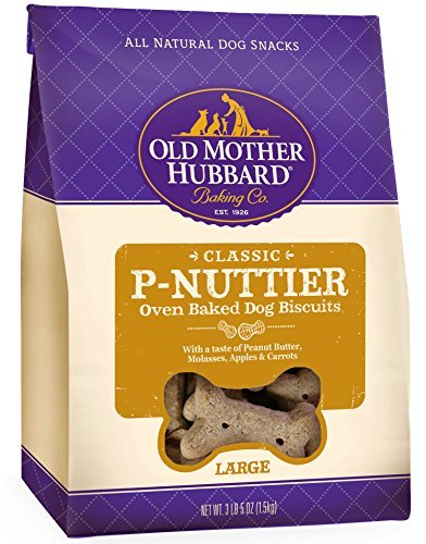 Old Mother HubbardClassic Crunchy Natural Dog Treats, P-Nuttier Large Biscuits, 3.3-Pound Bag by Old Mother Hubbard