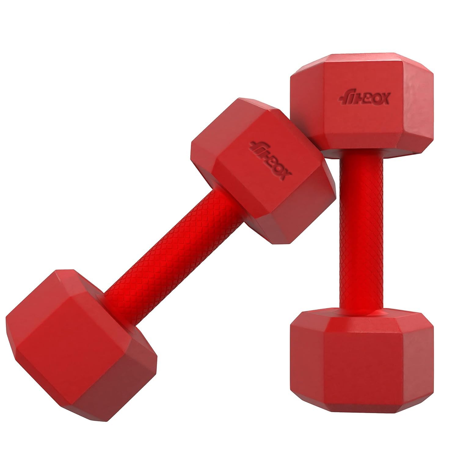 FitBox Sports 4kg Hexa PVC Dumbbells (2kg x 2) RED