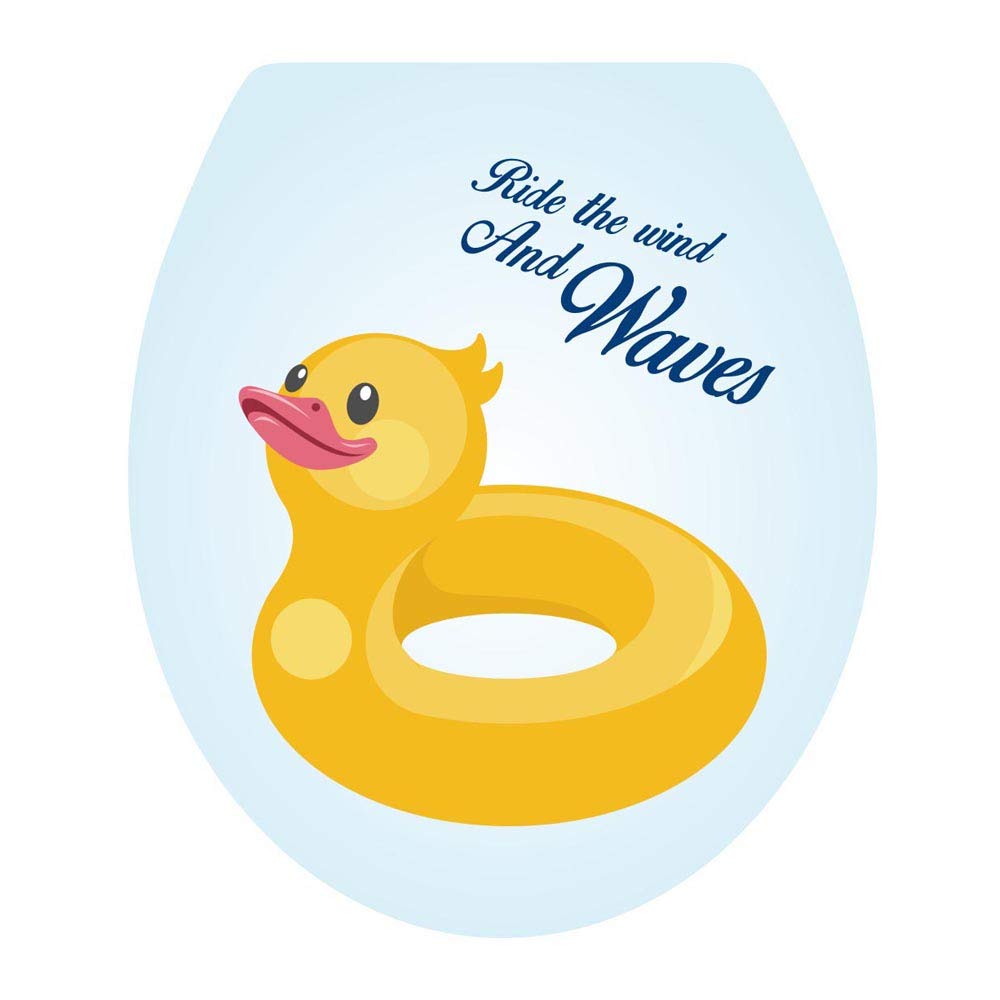 Home Find (13 inches x 15 inches) 3D Lovely Yellow Duck Toilet Seat Stickers Removable Waterproof Toilet Seat Wall Decals for Kids Room Bathroom Shower Room Decor (Duck)