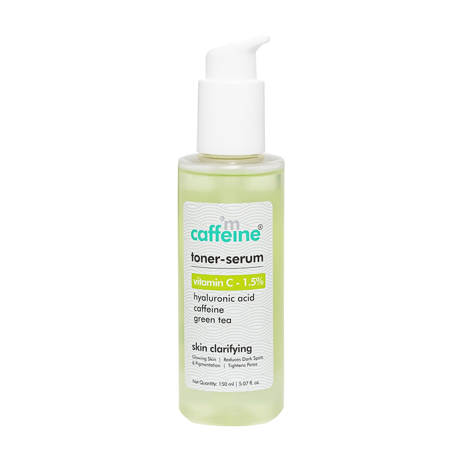 mCaffeineToner Serum Vitamin C 1.5 Percent - Green Tea - Reduces Dark Spots and Pigmentation - Hydrates and Visibly Tones Skin - 150 ml