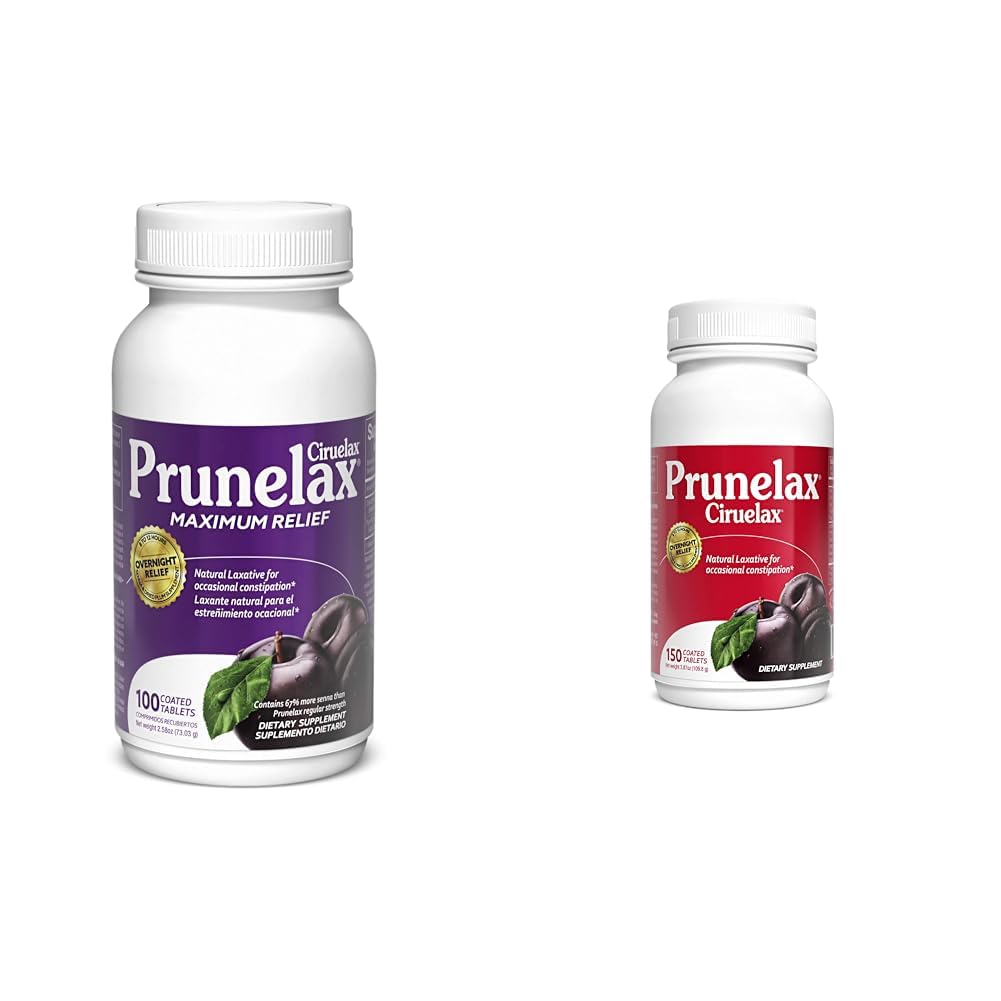 PrunelaxCiruelax Maximum Relief Natural Laxative for Occasional Constipation, 100 Tablets & Tablets, 150 Count