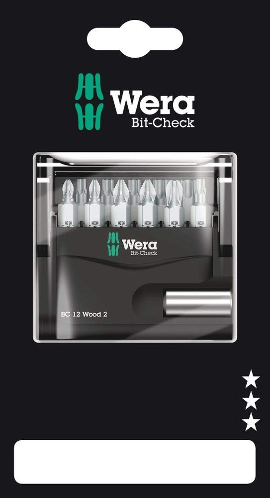 Wera 05136391001 Assortment, Bit-Check 12 Wood 2 SB