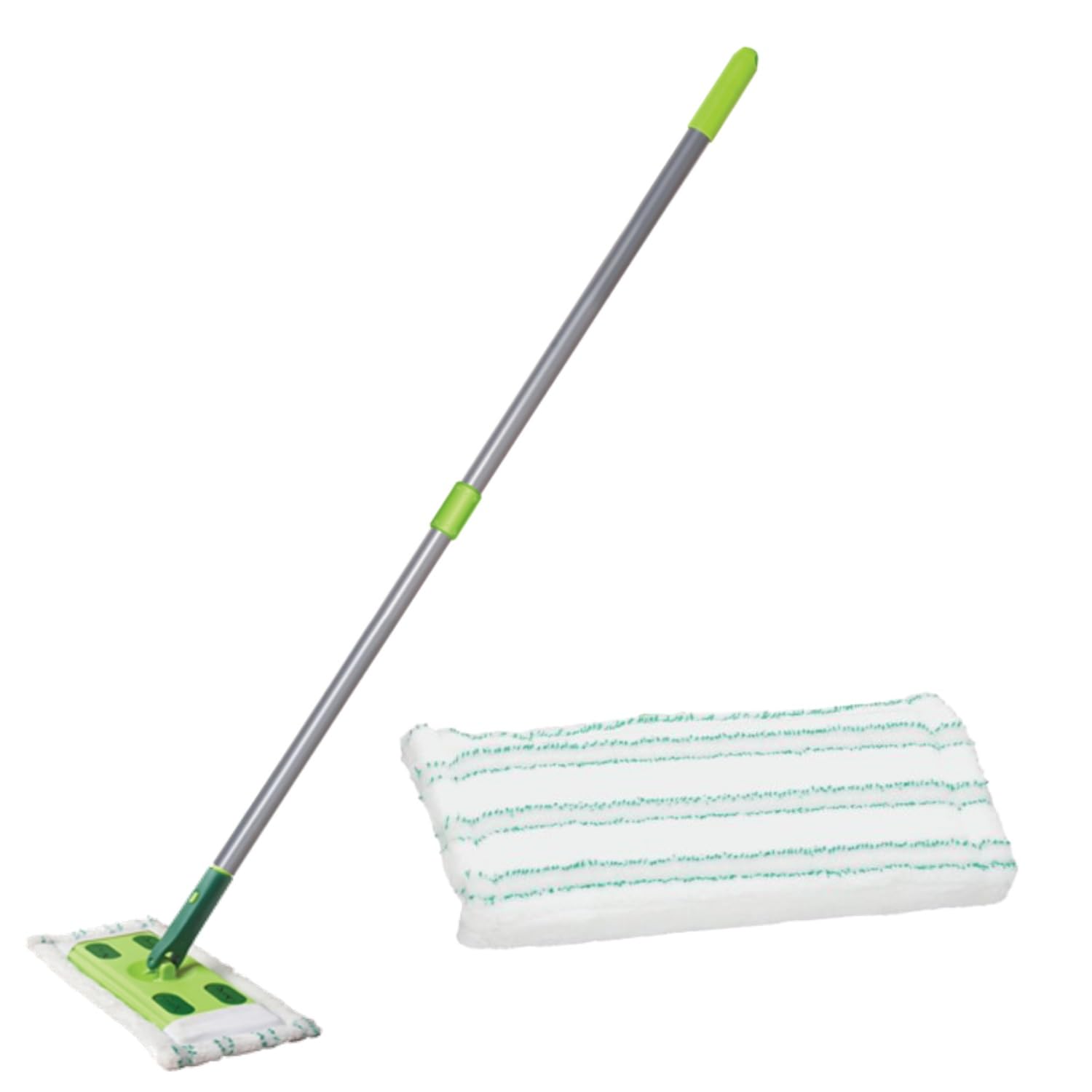 Quick Shine Sustainable Hard Surface Floor Mop Kit with 1 Microfiber Mop Pad | Hardwood, Luxury Vinyl Plank, Tile & Laminate | Use Wet + Dry | Perfect to Apply Finish | Squirt, Spread, Done