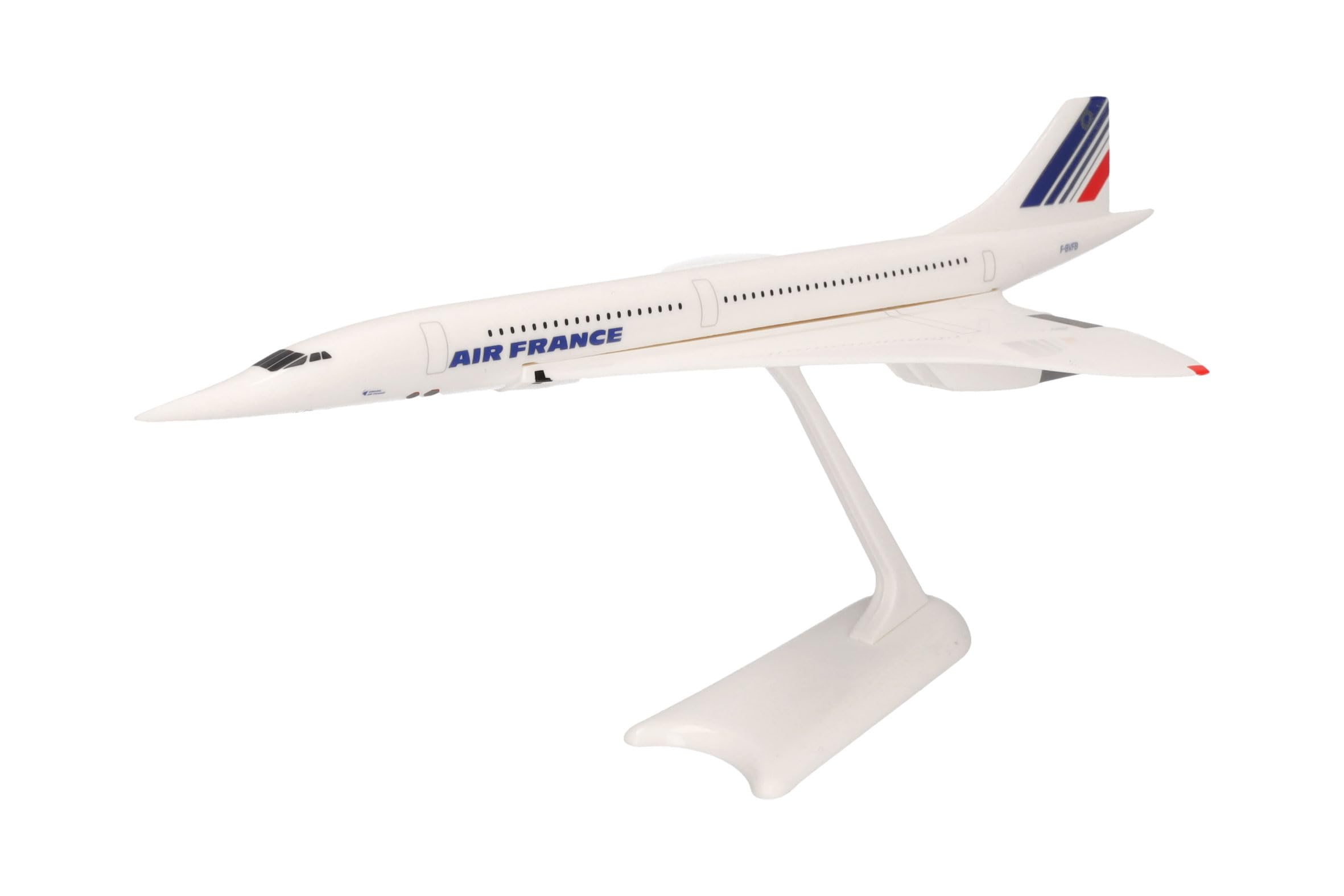 herpa 605816-001 Snap-fit Airplane Air France Concorde – F-BVFB on Scale of 1 : 250, Plastic Miniature with pedastal, Model Building, Collectors Edition