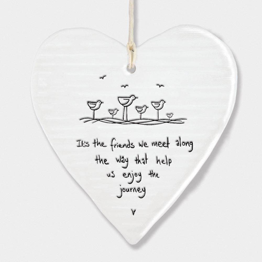 East of IndiaPorcelain Hanging Heart ' It’s The Friends we Meet.' Gift