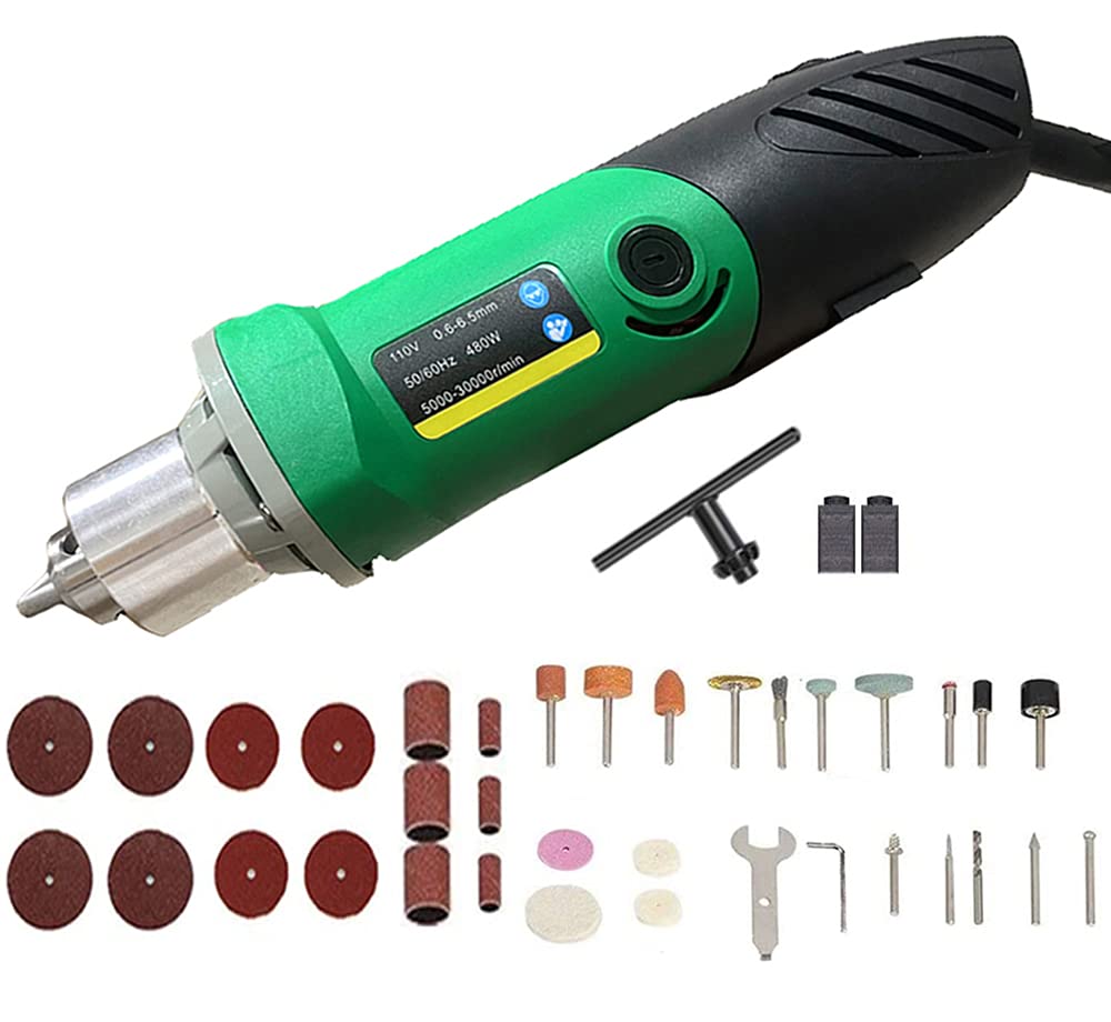 480W Rotary Tool Power Electric Die Multi-function Grinder Carver Set, 6 Step Variable Speed Adjustment, 30000RPM