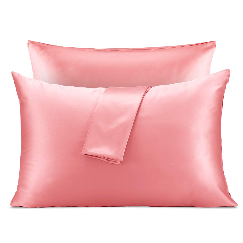 SLEEP ZONE2-Pack Silky Soft Satin Pillowcases for Hair and Skin, Queen Size (20x30 inches) Luxury Pillow Covers with Envelope Closure, Pink