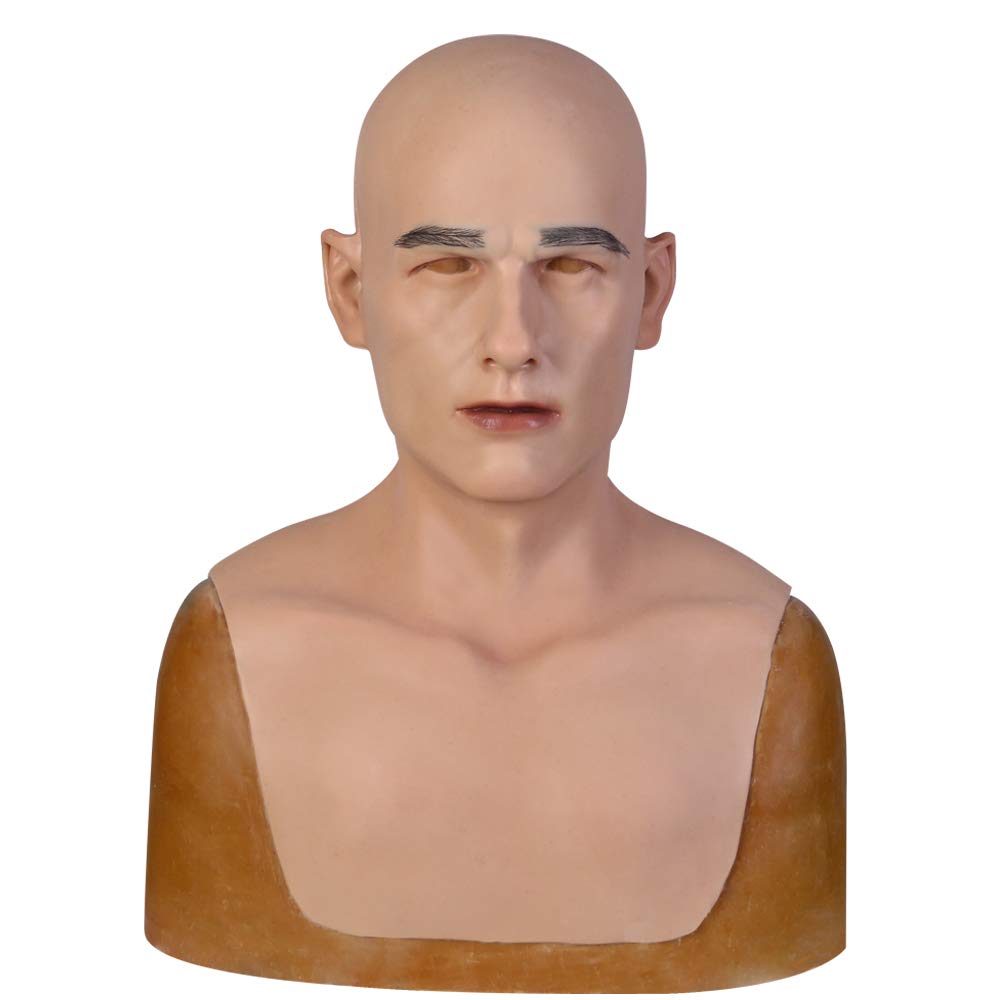 YIQI Silicone Realistic Handsome Man Mask for Cosplay Halloween Handmade Costumes (Nude)