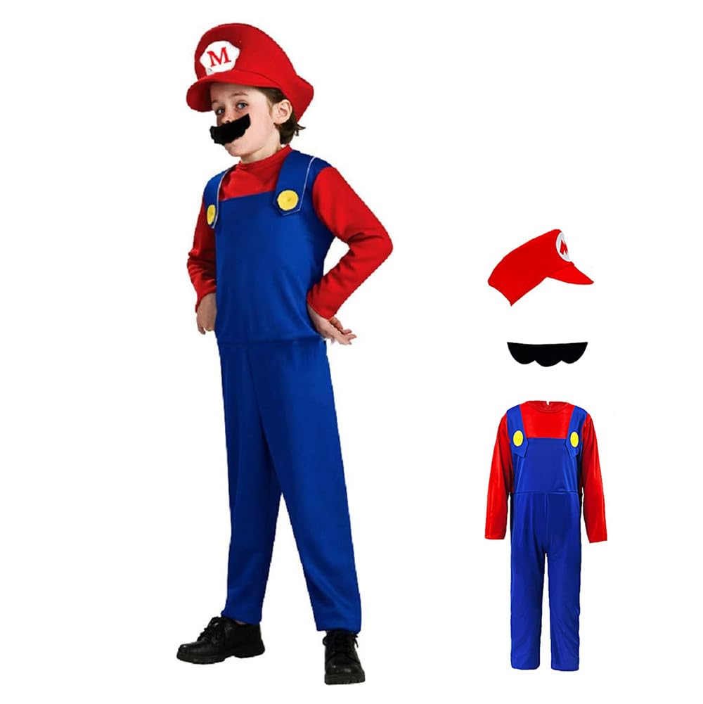 Ricjurzzty Super Brothers Costume Halloween Cosplay Jumpsuits For Kids and Adults