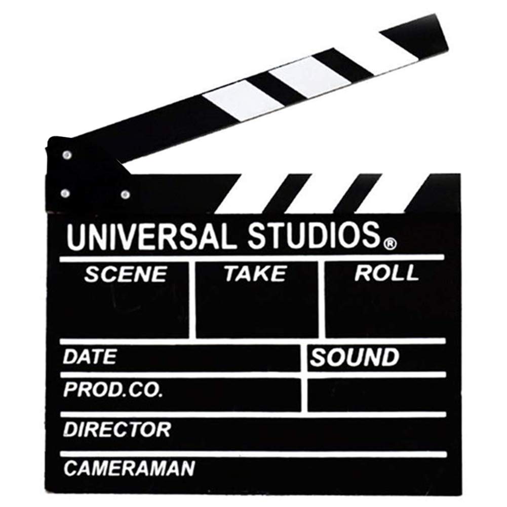 BIGOTTERS Movie Film Clap Board, 12"x11" Hollywood Clapper Board Wooden Film Movie Clapboard Accessory with Black & White