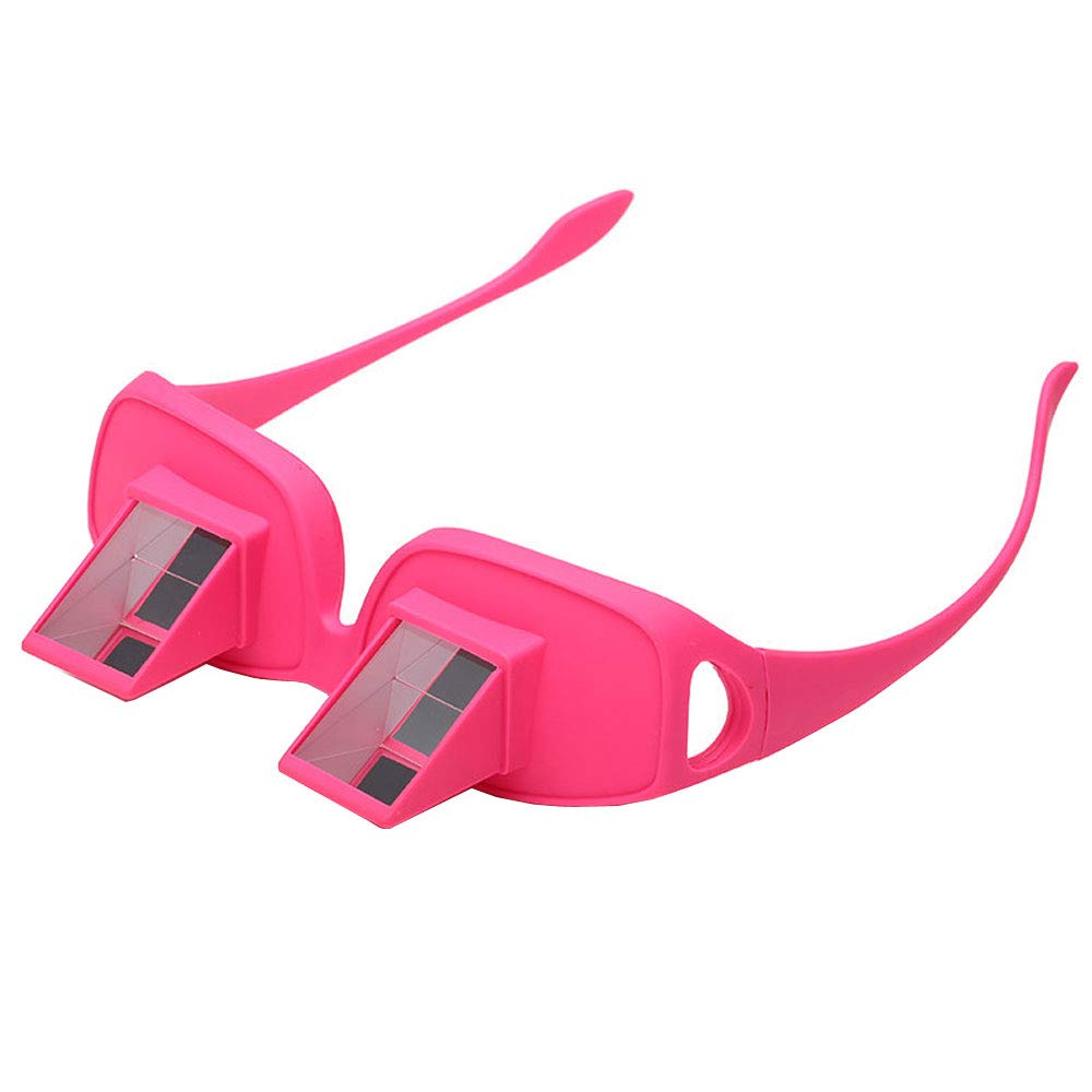 Bestmaple Bed Prism Glasses Horizontal Glasses Lazy Spectacles Lie Down for Reading/Watching TV (Pink)