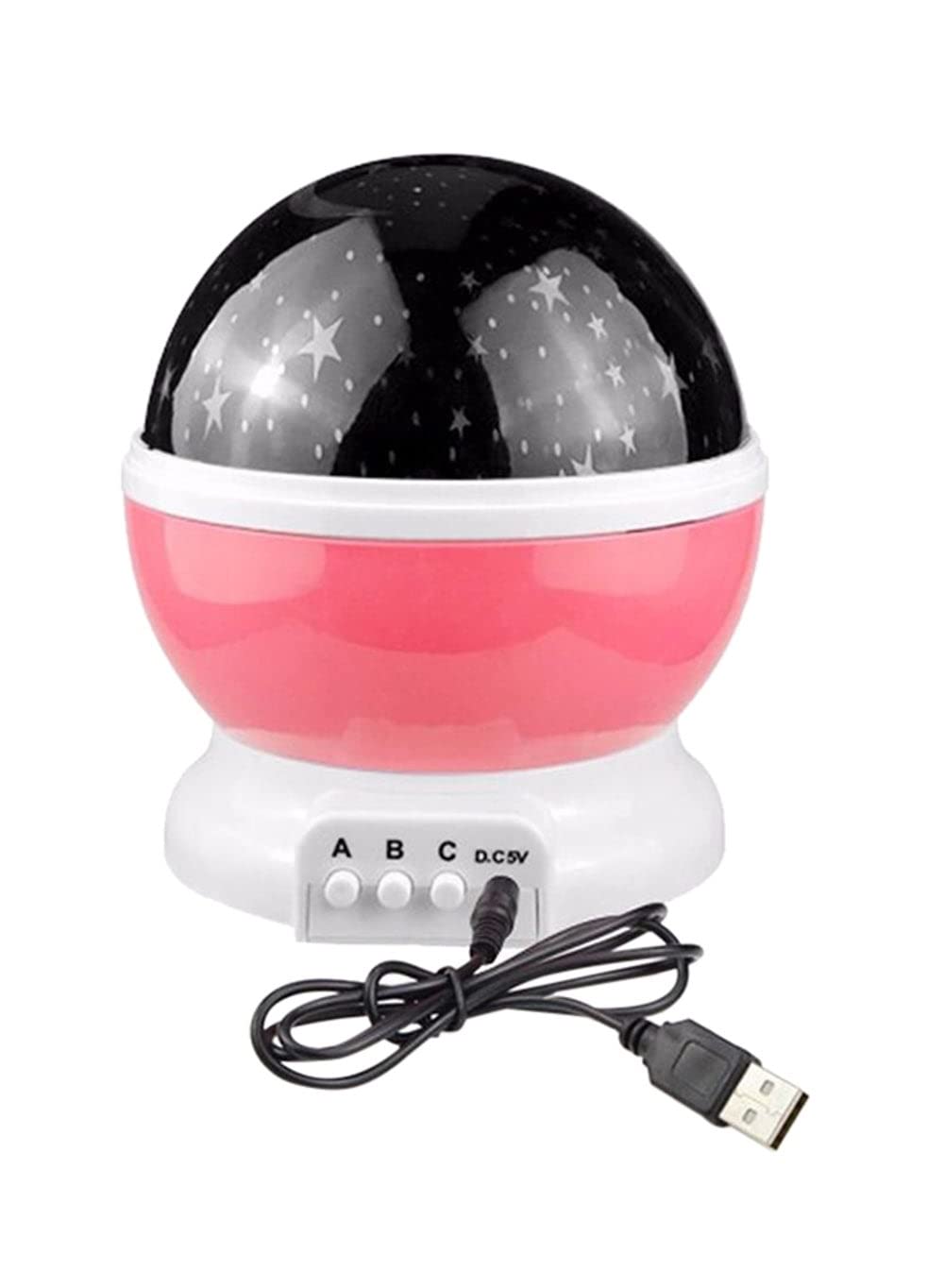 Dubai Gallery Star And Moon Rotating Projector Night Lamp Black/Pink/White 13X13X14.5Centimeter