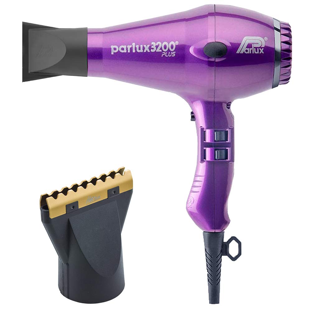 Parlux 3200 Plus Violet and M Hair Designs Hot Blow Attachment Black (Bundle - 2 Items)