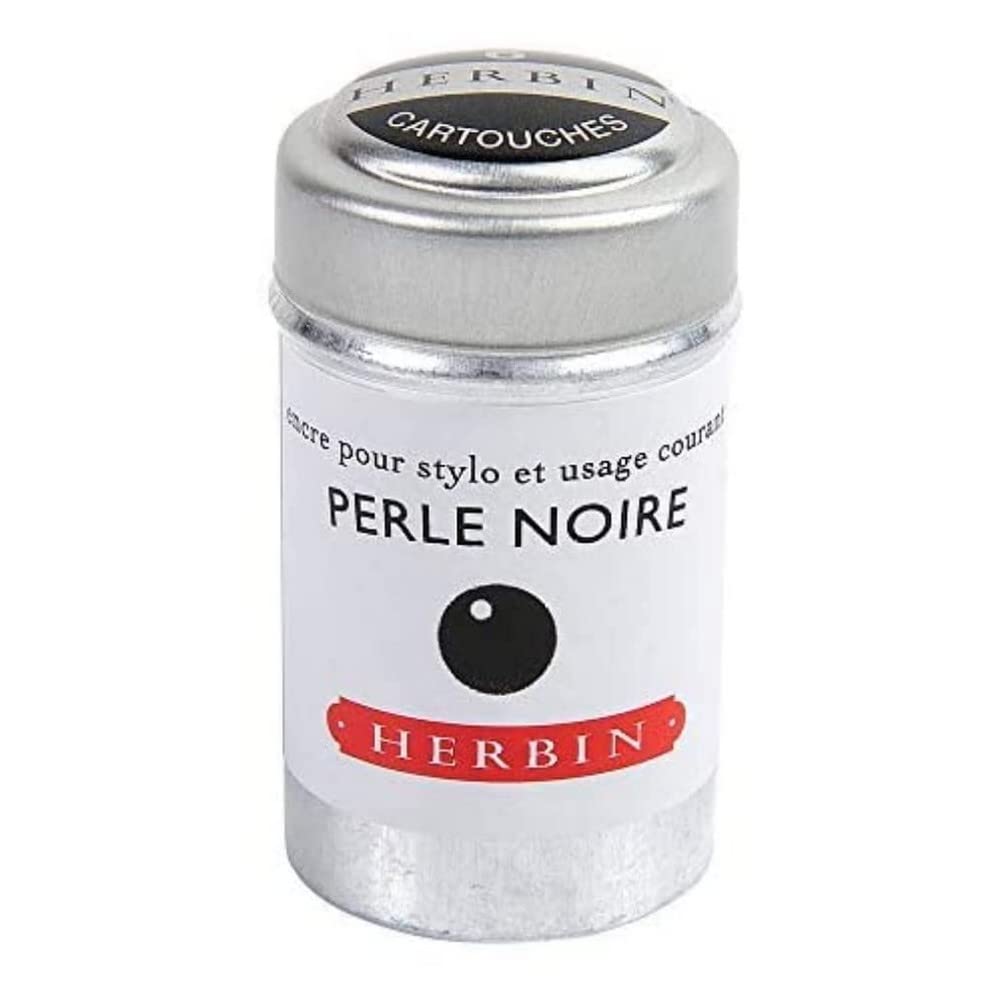 J. HerbinFountain Pen Ink - 1 tin of 6 cartridges - Perle Noire