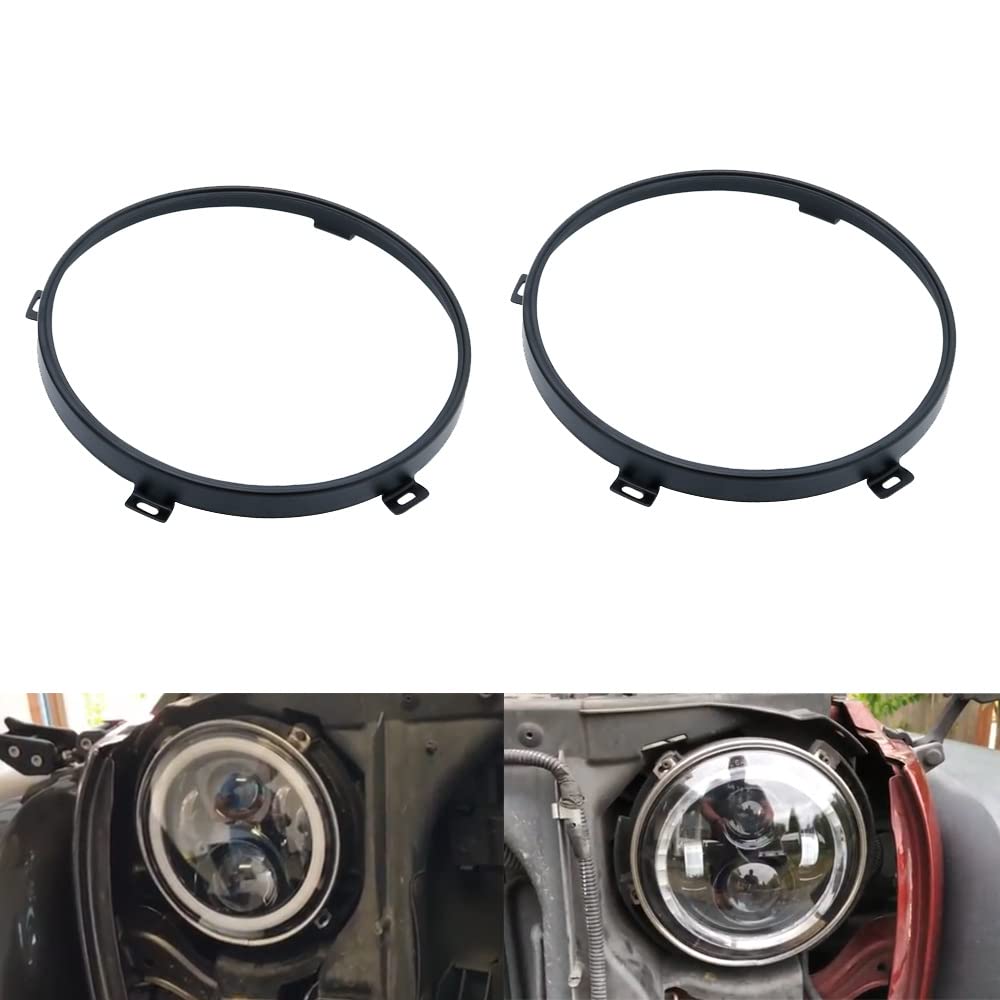 kkone Black 7'' Headlight Retaining Ring Headlamp Bezel for Jeep Wrangler JK 2007-2018