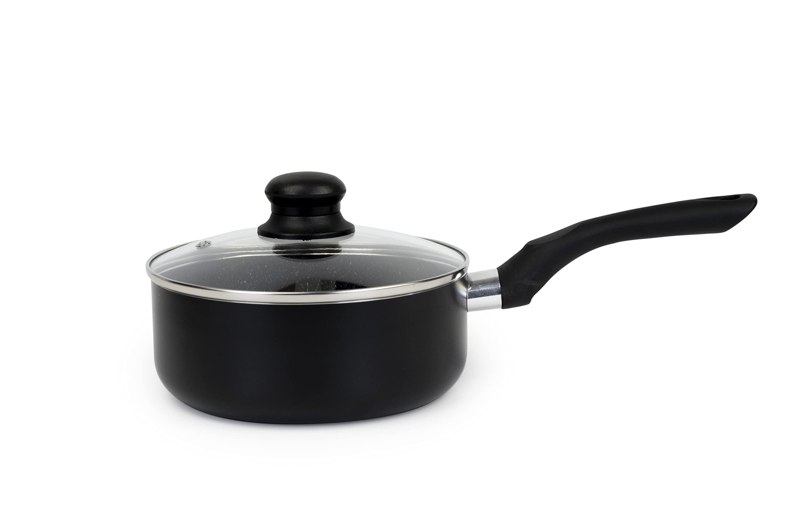 Wilson Sauce Pan With Glass Lid Durable Marble Coating, Forged Aluminium Construction, Nonstick Dish For Gas, Induction & Ceramic Hobs, Induction Bottom, 18 x 08cm