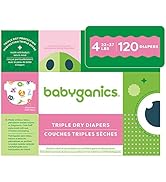 Babyganics Size 4, 120 count, Absorbent, Breathable, Triple Dry Protection Diapers