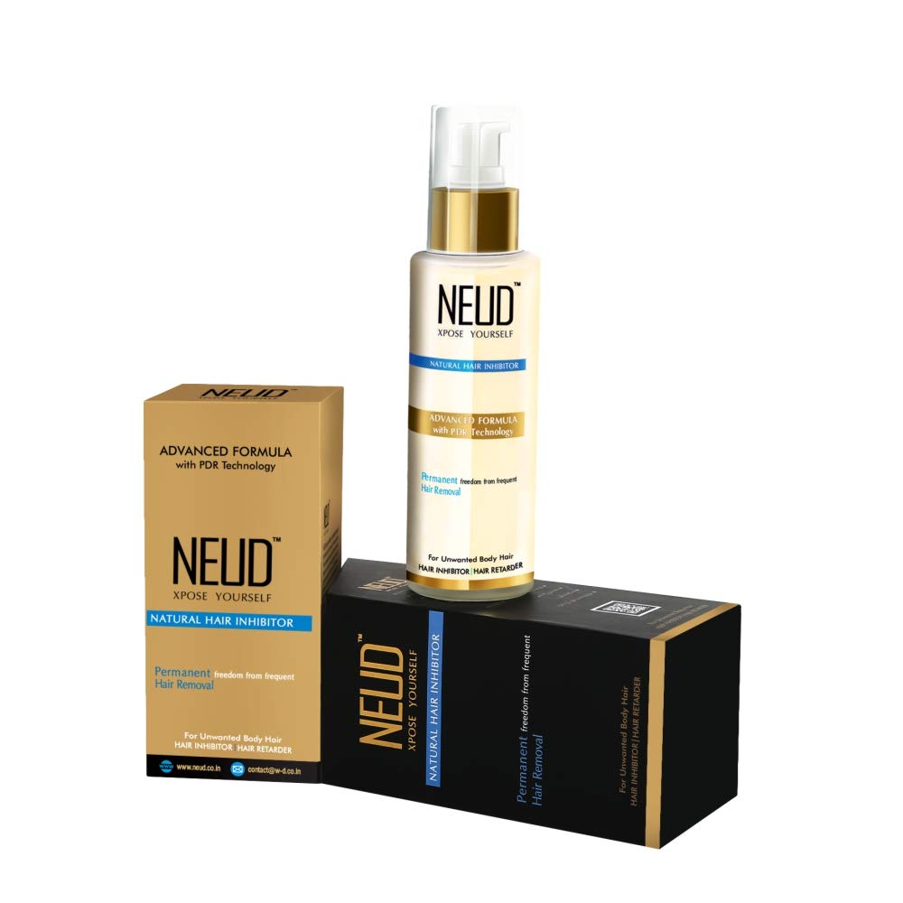 NEUD Natural Hair Inhibitor for Permanent Reduction of Unwanted Body & Facial Hair in Men & Women - Pack of 1