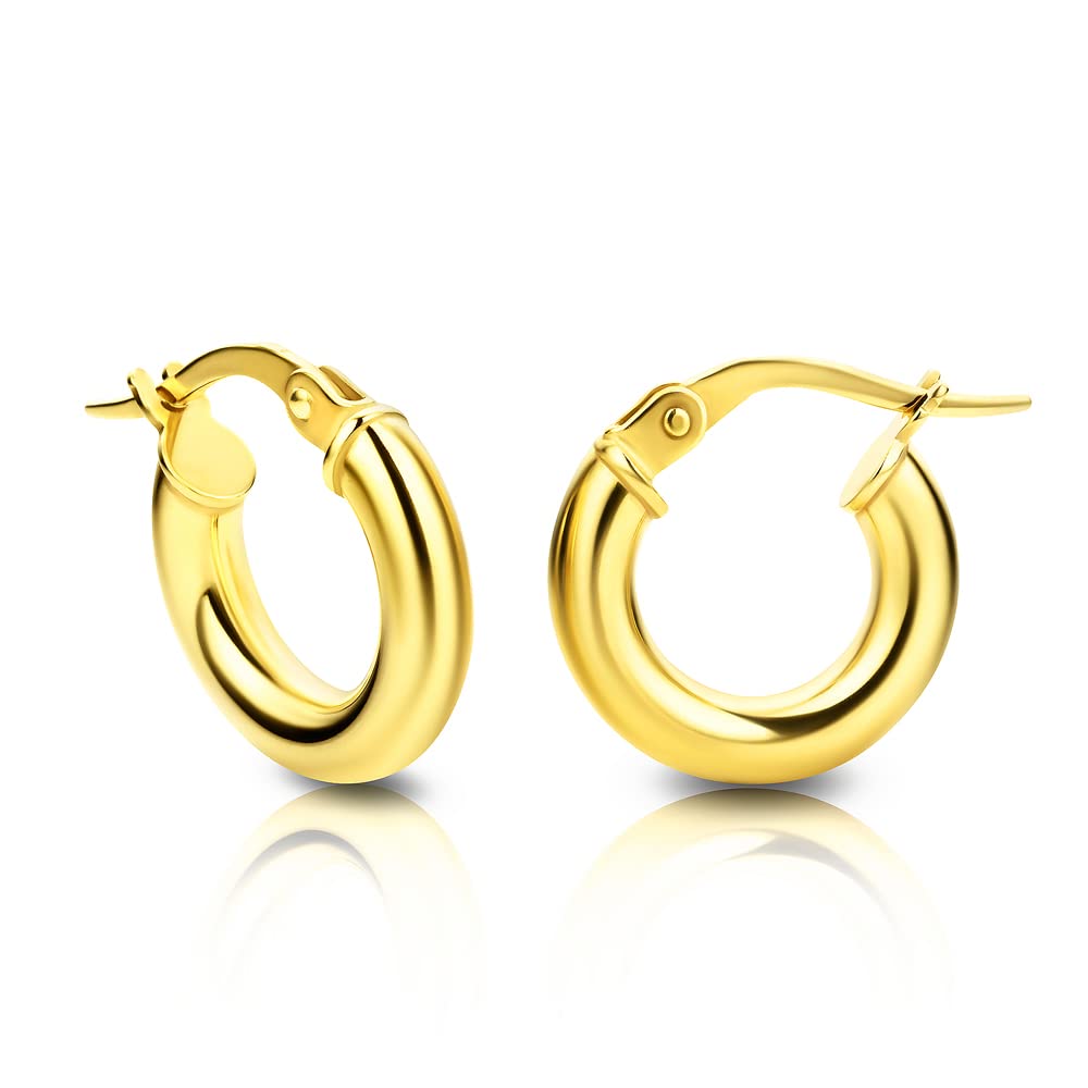 Women Jewelry 14K (585) Yellow Gold Classic everyday Hoop Earrings