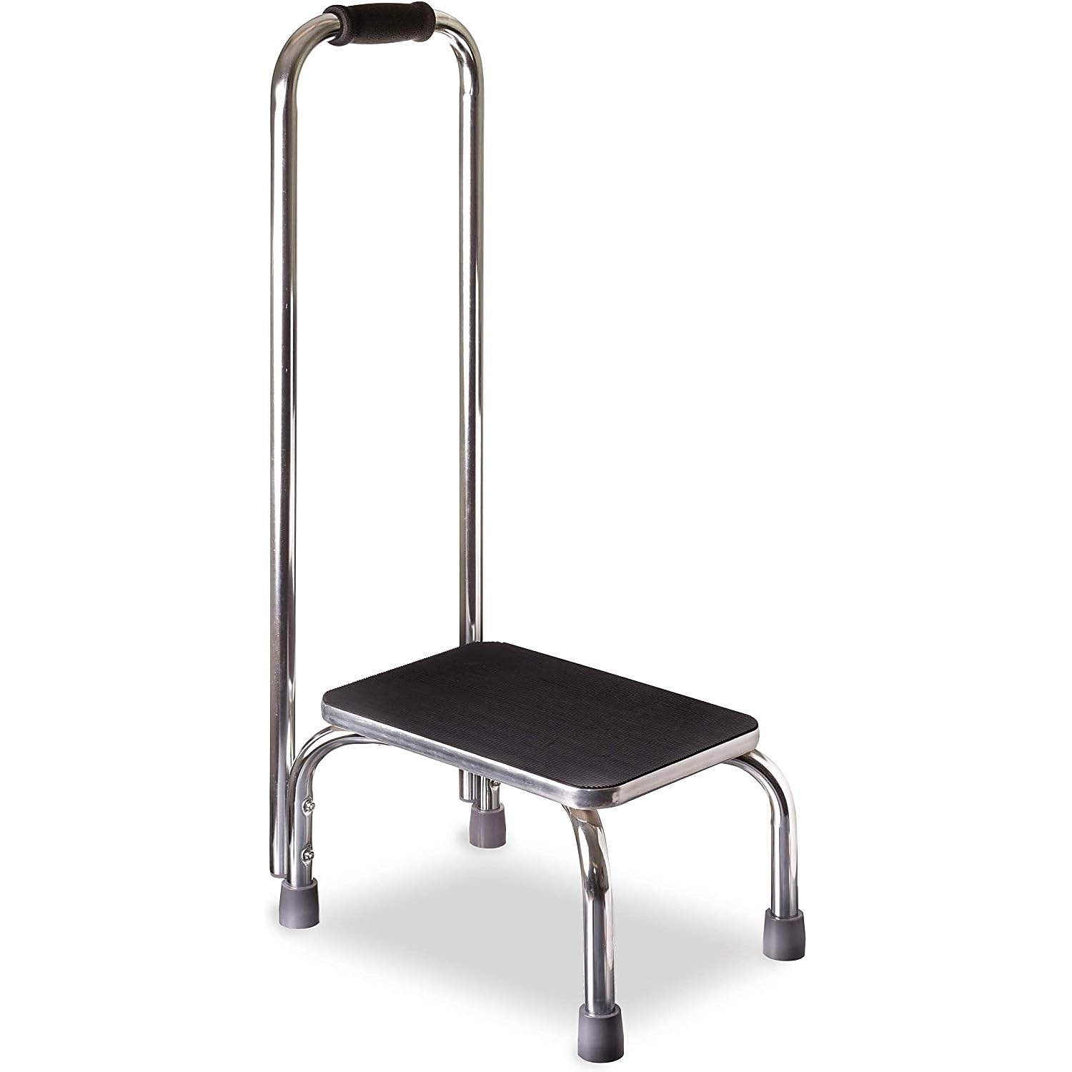 DMIStep Stool with Handle and Non Skid Rubber Platform, Lightweight and Sturdy Stool for Seniors, Adults and Children, Holds up to 300 Pounds with 9.5 Inch Step Up, 17.3"D x 12.3"W x 34"H, Chrome