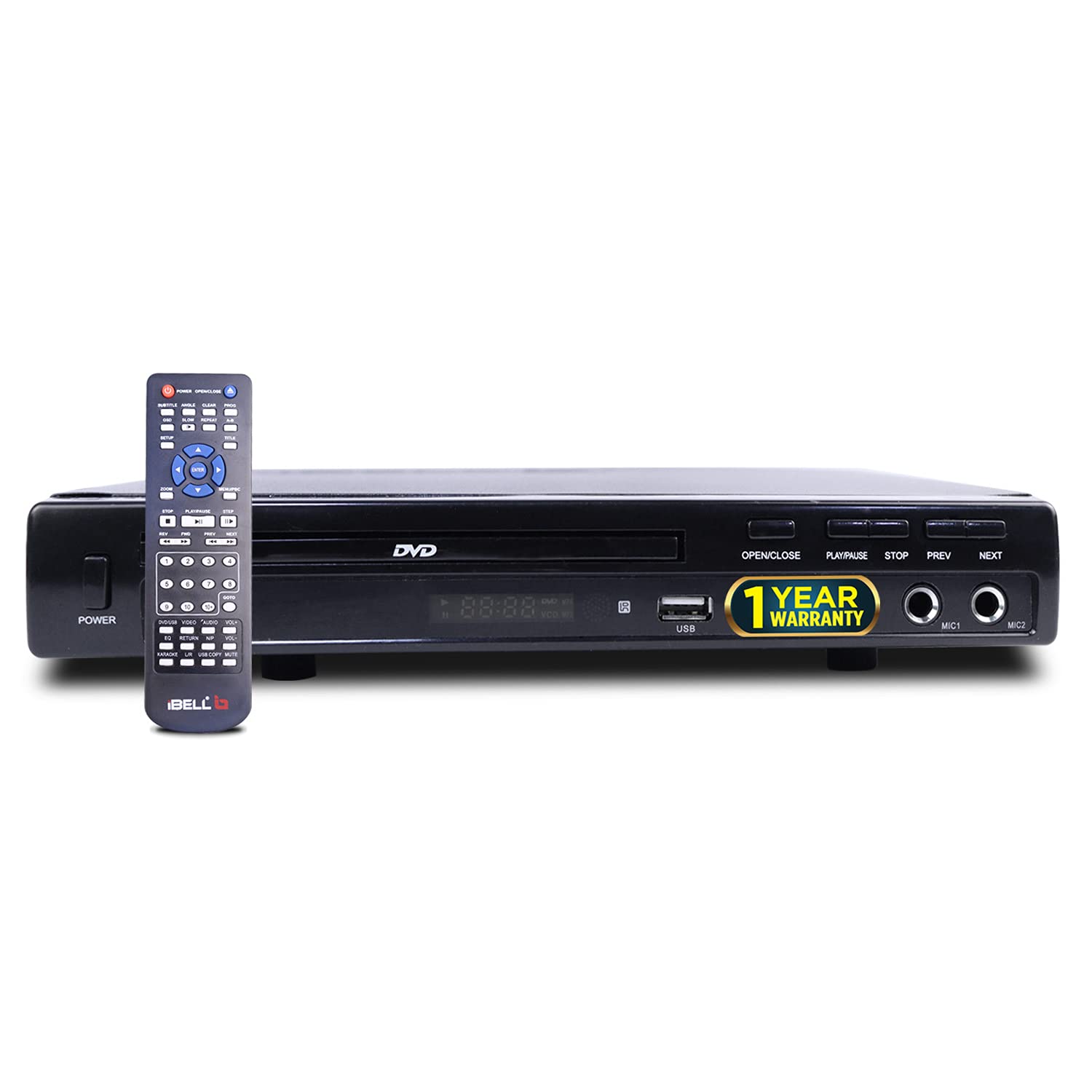 iBELL 2288 DVD Player Channel with USB Port | USB Copy Function & Built-in Amplifier, Black