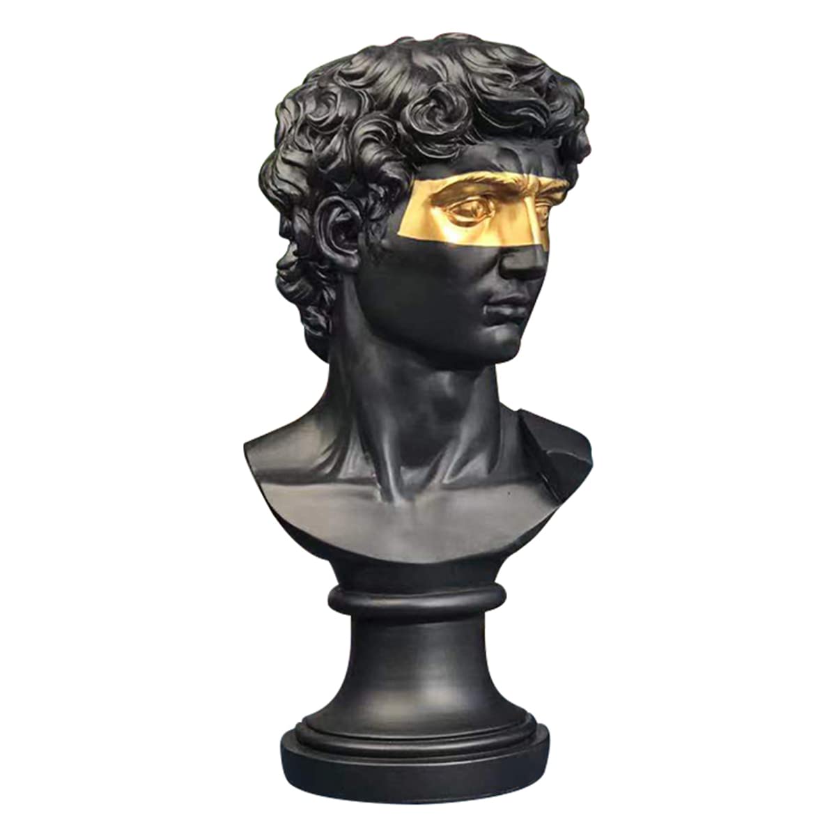 ECYC 15.75 inch Greek David Statue, Mask David Bust Statue Resin David Sculptures Figurine Modern Home Ornament for Home Office Desk Decor,Black